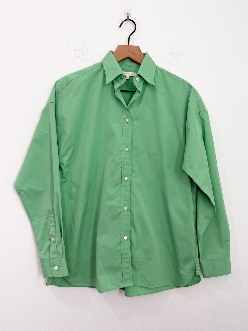 Ann Mashburn Green Oversized Cotton Button Down Shirt Blouse Size XS